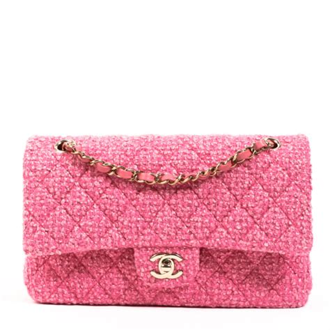 pink top handle chanel bag|Chanel pink tweed flap bag.